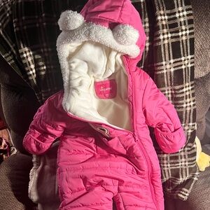 Baby girl-quilted/lined snow suit hooded Whippet 18M Preowned Excellent Cond.tr